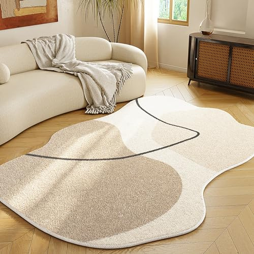 Unregelmäßig geformter Teppich, weiche Wolle, Moderne Teppiche für Wohnzimmer, Schlafzimmer, zottelige, zeitgenössische Bodenbeläge, Teppiche, Läuferteppiche für den Innenbereich (Color : D, Size :