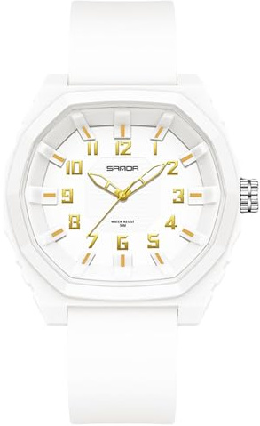 RORIOS Reloj Minimalista para Hombre Reloj de Pulsera Cuarzo 50m Impermeable Relojes Deportivo Luminoso Reloj Casual Analógico Reloj Unisex Silicona Oro Blanco A