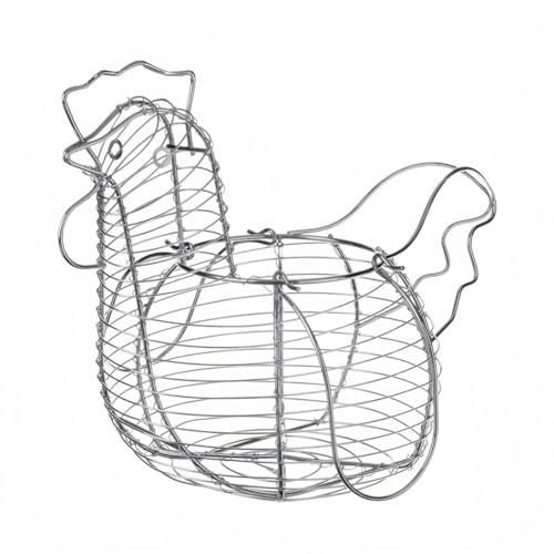 DAMDAM GO | Huevera de Gallina Metal,Cesta Guarda Huevos Almacenamiento Para Cocina