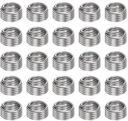 QUARKZMAN 25 Stück Gewindeeinsätze 1/4-28 UNF 1.0D (6,35 mm) Helikal 304 Edelstahl Gewindespannhülse für Kunststoff- und Holzgewindereparatur