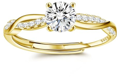 KRFY Bague Argent 925 pour Femme CZ Bague de fiançailles Promesse Bague d’éternité Mariage 925 Bague en Argent Réglable Bagues Ouvertes Réglables Bijoux Bague en Zircone Cubique pour Femme