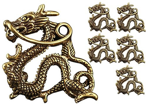 PLAFOPE 6stücke Messing Drachen Anhänger Hängen Vintage Drachen Handwerk Schlüssel Kette Ornament Diy Bastelaccessoire