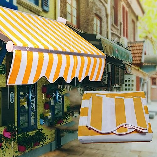 XSMYdpuk Patio Awning Top Replacement Fabric Retractable Outdoor Sun Shade Cover Waterproof Polyester Canopy with Uv Protection Awning Top Canvas for Patio, Yard, Garde(Size:8x6.5ft,Color:Yellow Whit