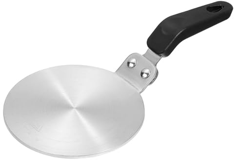 sourcing map Heat Diffuser Plate for Gas Stove 5.1 Inch Round Heat Conduction Induction Adapter Plate with Separable Handle Cookware Protector for Cookware Heat Cooking Unfreeze, Silver/Black