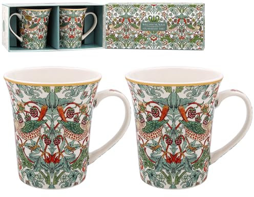 The Leonardo Collection William Morris Erdbeerdieb-Tassen, 2er-Set, für Küche und Zuhause, stilvolles Geschirr-Tassen-Set für jeden Anlass, Kaffeetassen-Set mit 2 Stück, für Herren, Geschenk und