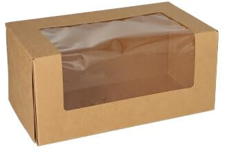 25 Tortenkartons mit Deckel eckig 10 cm x 22 cm x 12 cm mit Sichtfenster aus PLA
