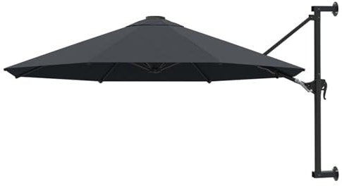Juroupi Ombrellone a Muro con Palo in Metallo 300 cm Antracite,Ombrellone,Ombrellone da Giardino,Protezione UV,Ombrellone da Esterni-44865