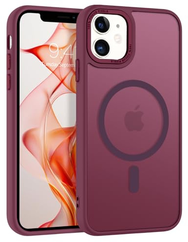 GaoBao Cover Magnetica per iPhone 11, [Compatibile con MagSafe] Custodia Traslucida Opaca Protettiva Sottile Antiurto Retro Resistente Anti-Scivolo Case per iPhone 11 6,1, Bordeaux