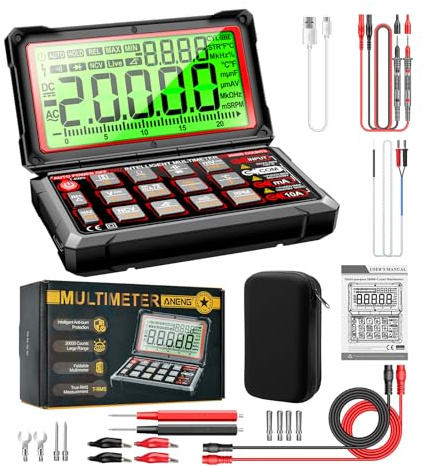623 Multimètre numérique pour voiture, 20 000 comptes, tr/min, mS, PLUSE, détection de l'angle de fermeture du moteur, détection NCV, multimètre de tension CA/DC, test de diode