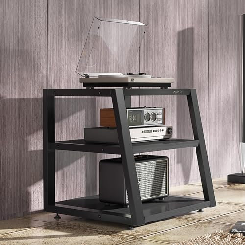 TUPAFJU HiFi Rack, offenes Stereo-Schrank,Audio Rack HiFi Regal für Ecke,Verstärker-Rack-Regal,Plattenspieler Regal,Stereo-Schrank,HiFi Regal,Rack HiFi Regal Audio Schrank,av-medienständer(B,3-Layer)