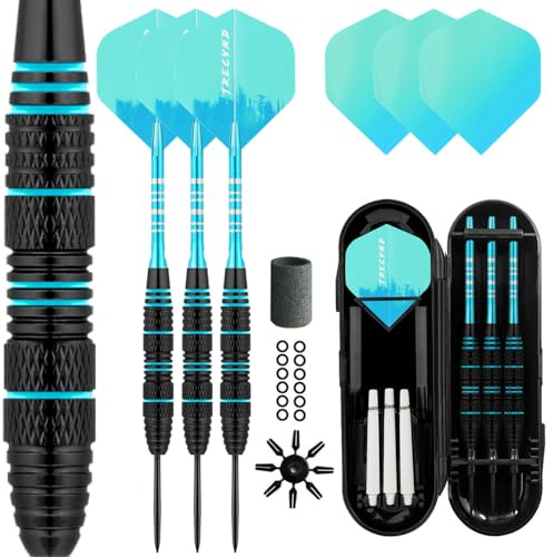 LavishioProfessional Stål Tip Dart-set 3 aluminium dartaxlar stålspets dartset professionella dartpilar stålspetsset + extra 3 pilflygningar 3 ersätter plastskaft (blågrön)