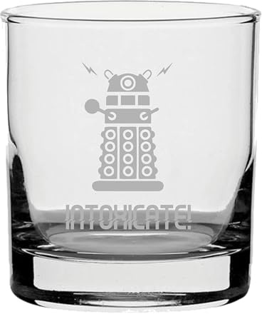 Intoxicate Robot Design Whisky Glass, Laser Engraved, Dishwasher Safe, Made in Birmingham