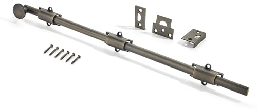 khtumeware 12 inches 1-Pack, Antique Brass Solid Brass Dutch Door Surface Slide Latches & Slide Surface Bolts, Decorative Surface Slide Bolts for Windows and Doors
