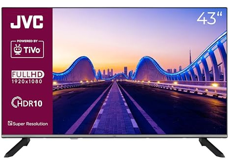 JVC Televisor Smart TV Powered by TiVo Full HD, HDR TV con triple sintonizador, LED TV LT-43VF7555