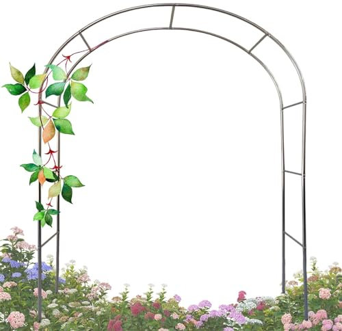 GUOGLZ Arco da Giardino per Piante Rampicanti in Acciaio Inox 240 Cm di Altezza - Arco per Rose Sostegno Archetto di Nozze(240cm x 180cm)