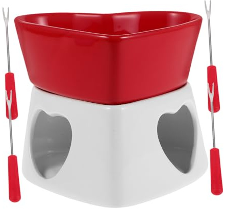 Sosoport 1 Ensemble De Fondue Au Chocolat Mini-Fondoir Pour Fromage Beurre Chocolat Lait Caramel Dessert – Chauffe-Beurre En Céramique Avec Fourchettes Pour Fêtes Et Dîners