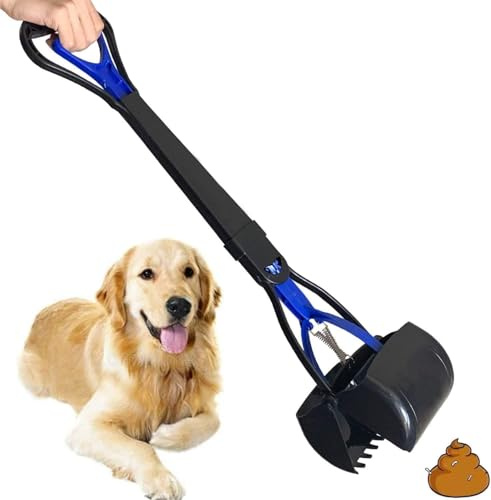 SURPZON Portable Pet Dog Pooper Scooper Poop Scoops for Dogs and Cats Easy Squeeze Trigger Jumbo Jaws Pooper Scooper Long Handle for Walks Garden Dog Poop Waste Pick Up Rake for Grass Gravel