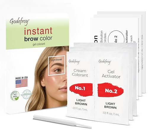Godefroy Temporary Brow Color, Light Brown, 3 Applications, Fast-Acting