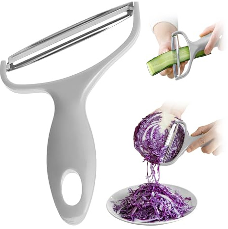 Trituratore per cavoli, sbuccia verdure e cavoli con manico antiscivolo, lame affilate alla julienne, per cucina (grigio)