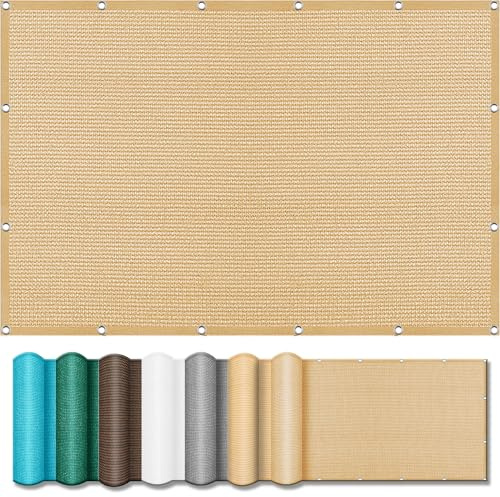 Vela Ombreggiante 558 x 591 cm Anti UV 98% Parasole Traspirante Copertura Anti UV Antivento con Occhielli con Fune per Giardino, Terrazza, Piscina e Esterni, Giallo sabbia