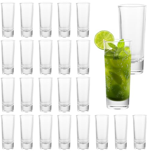 LDHHYH 24er Schnapsgläser 6.5cl/65ml Glas Schnapsglas, Tequila Gläser 6.5cl, Schnapsgläser, Likörgläser Dicke Basis, Transparent Schnapsglas, Shotgläser für Holiday Gatherings