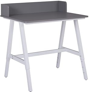 Inter Link - Kinderschreibtisch – höhenverstellbarer Schreibtisch - für Kinder - mit Aufsatz - Stabiler Tisch - Kinderzimmer - ergonomisch - Lern- & Arbeitstisch - Weiß/Grau - Emmelie