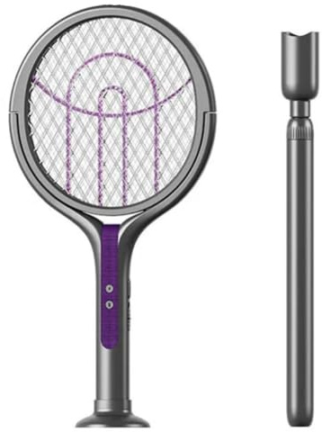 Wernfale Téléscopique Électrique Moustique Raquette Rotatif Insect Raquette Portative pour Usage Intérieur et Extérieur