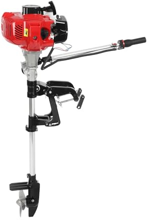 2-Stroke 6HP Outboard Motor, 63CC 2.4kW Heavy-duty Gasoline Marine Engine, Manual Start Fishing Boat Engine Motor with Air Cooling and CDI Ignition System, for Inflatable Boats and Yachts