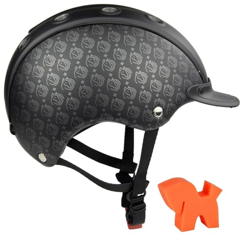 RL24 - Casco Kinder Reithelm Choice Starlit inkl. Putzschwamm – Mädchen & Jungen Reitkappe – Helm zum Reiten, Fahrrad- & Skifahren – Reiterhelm in Schwarz Print – Gr. S (52-56 cm)
