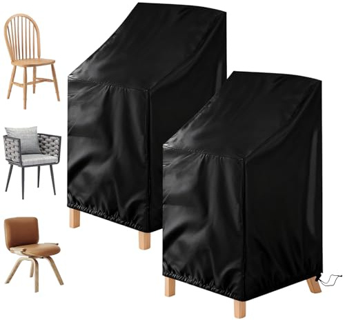 2 Pièces Housse Chaise Jardin, Oxford Housse de Protection pour Chaises ImperméAble, Coupe-Vent, Anti-UV Housses Fauteuil Jardin (65 x 65 x 70/120 cm)