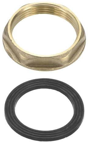 M METERXITY Flange Hex Lock Nut (G 1-1/2 Inch Female Thread) 1 PCS - Brass Pipe Fitting Locknuts & with Silicone Washer, Apply to Kitchen Sink Plumbing/Bathroom Basin