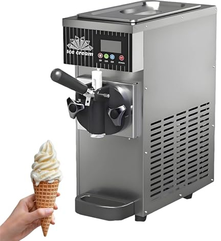 Máquina Para Hacer Helados Soft Serve Mono Sabor - 450/750W, 2.5L/3.5L, Preenfriamiento Integrado, Auto Clean, Pantalla LCD Táctil, Heladera Comercial Compacta Para Negocios(Silver,750W)