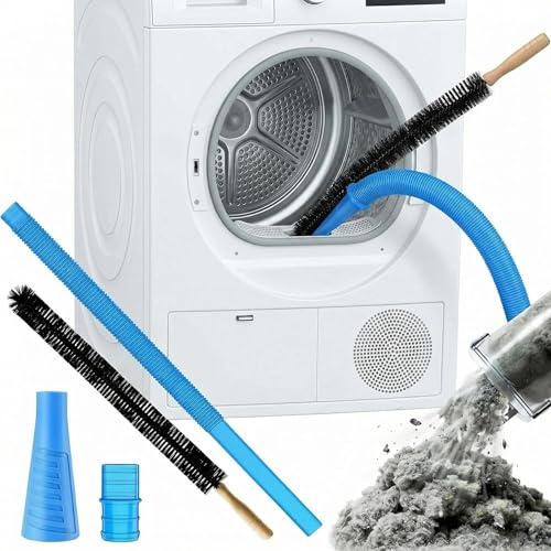 2 Pcs Dryer Vent Cleaner Kit Set, Tumble Dryer Cleaning Hose with Hose Brush Lint Remover, Universal Dust Cleaner Attachment for All Vacuums, Efficient Tumble Dryer Cleaner for Home Appliance Deep Cle