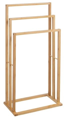 Toallero de bambú natural para 3 toallas de baño de 42x24x82cm