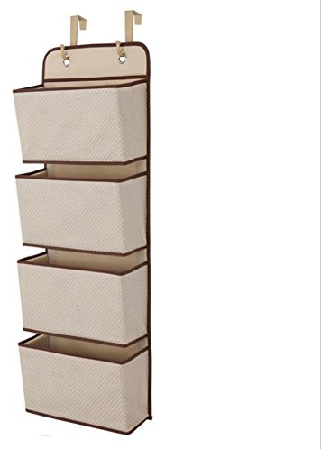 Starsglowing Schrank Organizer aus Stoff Hängeorganizer 4 Fächer für Handtücher Unterwäsche Socken Faltbar 33 x 9 x 91 cm (Beige)