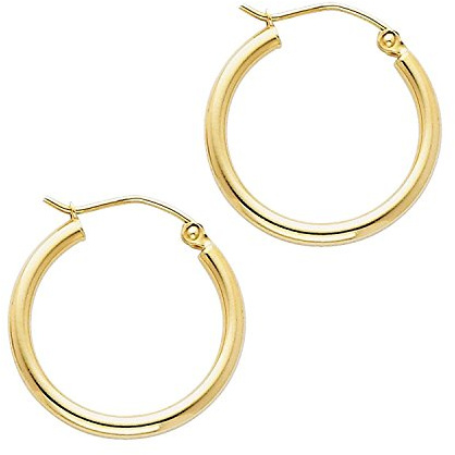14 Karat 585 Gold Hochglanz Creolen Ohrringe Gelbgold - Breite 2 mm - Große Wählbar