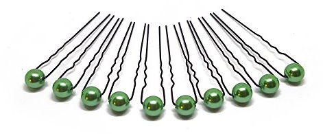 10 x Perlen Haarnadeln - Brauthaarschmuck, Haarschmuck, Perlenhaarnadel | 10PS - Grün