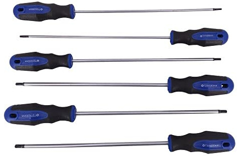 Schraubendreher-Satz 6-tlg Torx Extra Lang 250 mm T10-T30 Stirnlochbohrung