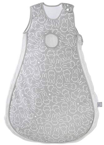 roba Babyschlafsack 74/80 cm - Easy Air miffy - Sommer Schlafsack für Neugeborene - aus Baumwolle mit Mesh Einsätzen - Hasen Motiv in Grau