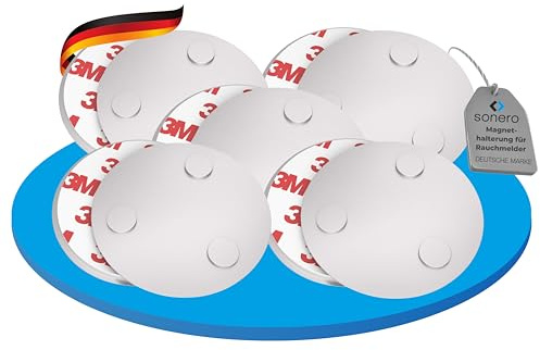 sonero MH-070 Magnethalterung für Rauchmelder (Kohlenmonoxid-Detektor und andere Produkte) Durchmesser 70 mm Extra Starke Magnete, 5 Stück