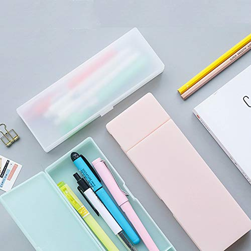 1 Pack Kunststoff Federmäppchen, Stiftebox, Stifthalter Box Organizer, Schulbedarf Bleistiftbox für Schüler (weiß, groß)