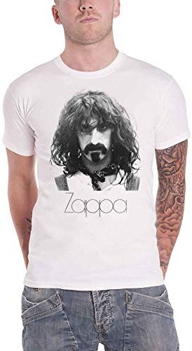 Frank Zappa T Shirt Thin Logo Portrait Nuovo Ufficiale Uomo Bianca Size L