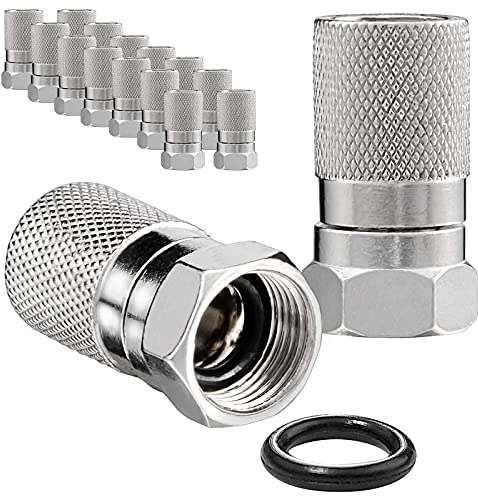 HB-DIGITAL 16x F-Stecker 8,2mm mit Gummidichtung Vernickelt für Koaxial Antennenkabel Sat Kupplung Kabel BK Anlagen Massiv HQ 4K UHD