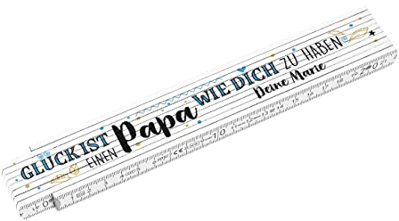 Herz & Heim® Papa Zollstock mit Kompliment - Glück ist einen Papa wie dich zu haben! - perfekt zum Vatertag