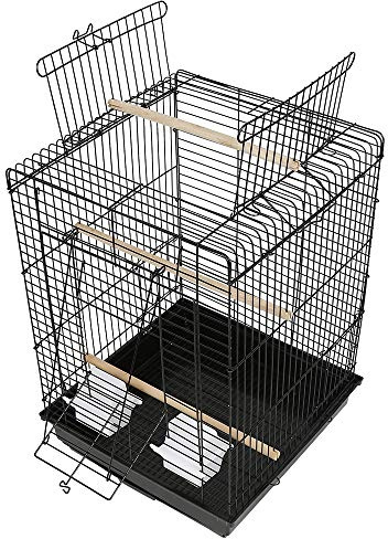Vogelkäfig, Vogelvoliere, Papageienkäfig, 40×40×58 cm, Schwarz (Ohne Spielzeug)