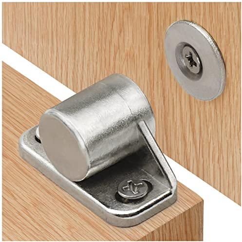 Imanes Puertas Armario Fuerte, Sunivaca 4 Piezas Plateado, Imanes Cierre Puertas Armario Imanes para Puertas de Muebles Cierre Magnetico Puerta Cocina Pestillo Puerta Cerradura Iman Cajones Magnetica