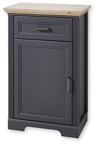 Stella Trading JASMIN Schuhschrank in Graphit, Artisan Eiche Optik - Landhausstil Schuhregal mit viel Stauraum für Ihre Schuhe - 65 x 102 x 41 cm (B/H/T) | Schuhregal im Landhausstil für den Flur, geräumige Fächer, eine Schublade für Kleinigkeiten, viel Stauraum, Landhaus