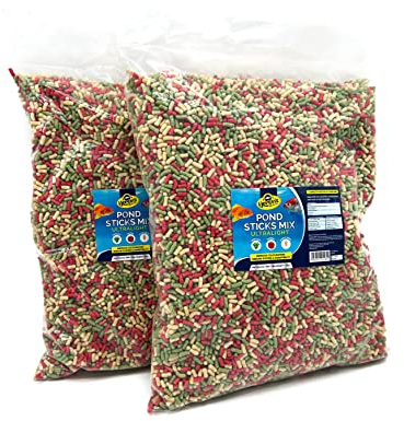 HERONS - Pond Sticks Mix Ultralight - Floating Sticks for Koi, Carp and Coldwater Fish - Immune System Boost - With Spirulina and Paprika - Complete Feed for Pond Fish - 2 x 15L Bags