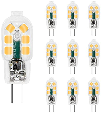 G4 LED-glödlampa 12 V 2W neutral vit 4 000 K, 200 LM, motsvarande halogenlampa G4 10W 20W, icke-dimbar, AC DC G4 12 V LED 4 000K, för köksfläkt, ljuskrona, set om 10 st