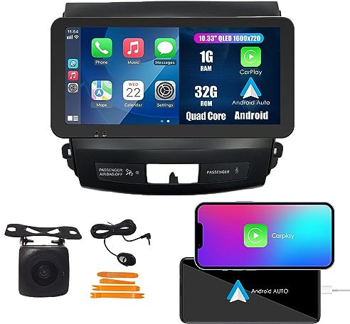 Wostoke Navigazione Android auto Stereo GPS Radio Fotocamera Display 10.33 QLED Touchscreen Headunit Tablet Pad Lettore multimediale Per Mitsubishi Outlander 2005-2012 Quad Core 1G+16G